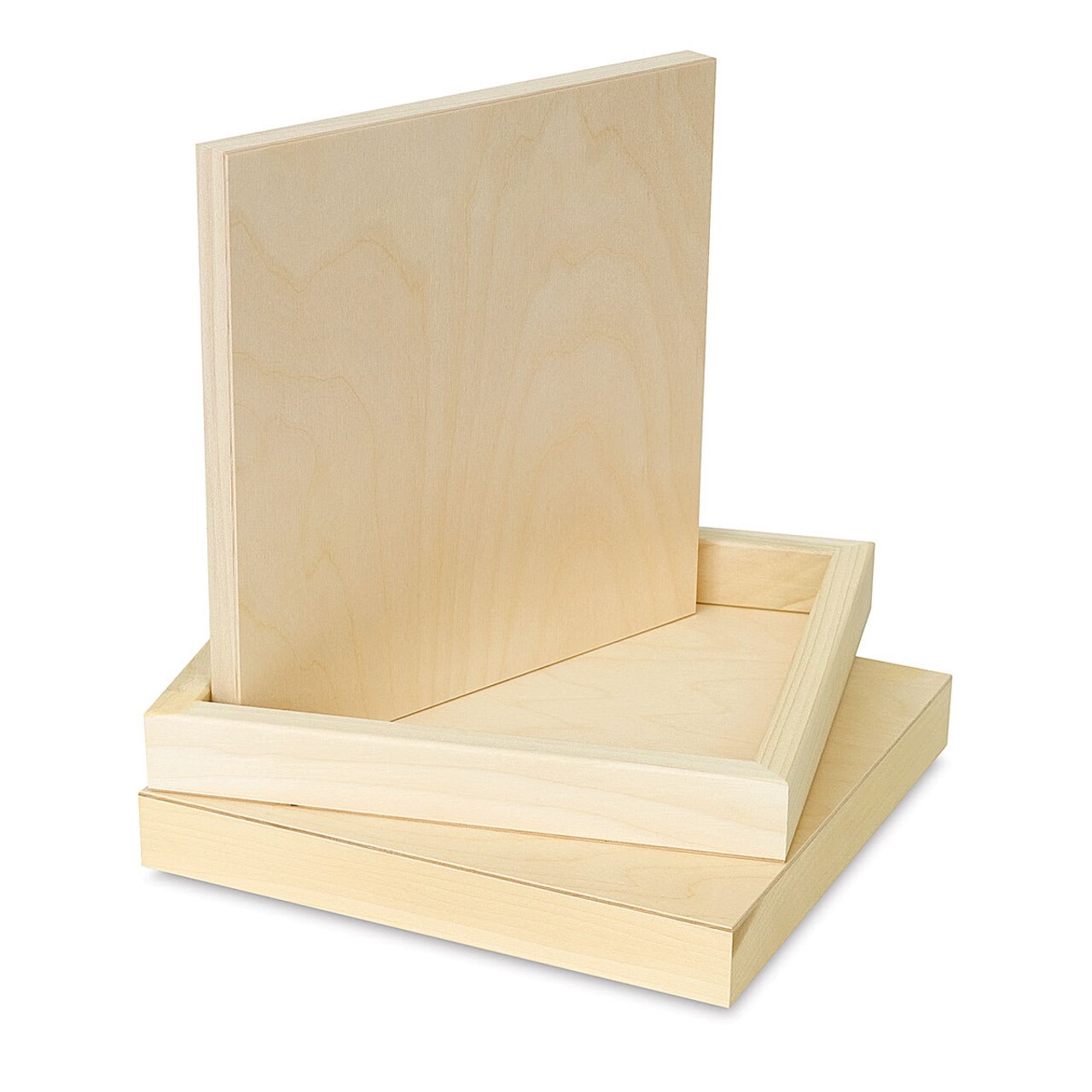 American Easel Wood Flat Panel Pack - 12" x 12", Flat Panel with Two 2" Cradle, Pkg of 3